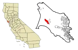 Lage von Inverness im Marin County (links) und in Kalifornien (rechts)