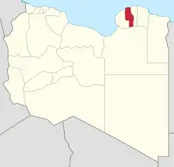 Die Lage von Munizip al-Mardsch in Libyen