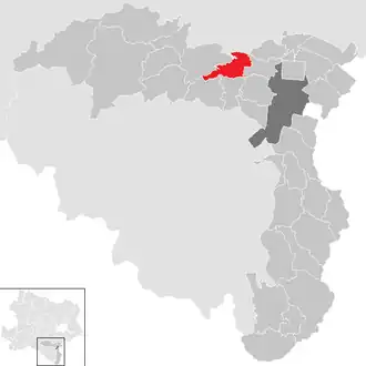 Lage der Gemeinde Markt Piesting im Bezirk Wiener Neustadt-Land (anklickbare Karte)