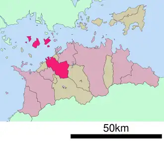 Lage Marugames in der Präfektur