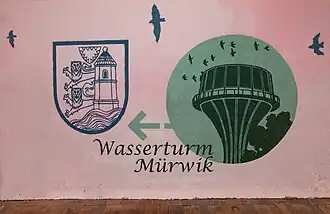 Detailansicht Wasserturm Mürwik im Mauseloch Flensburg nach der Neugestaltung des Künstlers Sven Schmidt 2017 (Detail Ansicht)