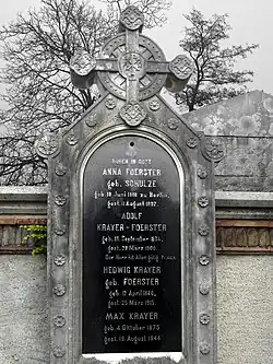 Max Krayer (1875–1944) Unternehmer. Adolf Krayer-Förster (1834–1900) Kaufmann, Seidenhändler. Grab auf dem Wolfgottesacker, Basel