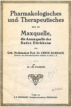 Titelblatt der Schrift von Professor Erich Harnack, 1912