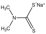Strukturformel von Natriumdimethyldithiocarbamat