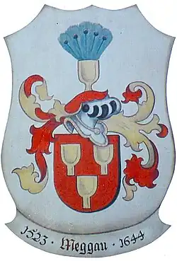 Wappen der Meggauer auf der Sonnenuhr der Burg Bad Kreuzen im Bezirk Perg