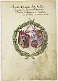 Allianzwappen des Paulus Harsdörffer, Pfleger der Mendelschen Zwölfbrüderstiftung, und seiner Ehefrau Barbara Löffelholz (1663)