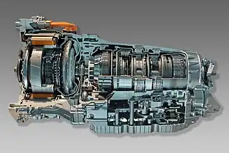 Schnittmodell des Getriebes mit Komponenten für Hybridantrieb