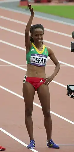 Meseret Defar gewann nach Gold 2004 und Silber 2008 ihre zweite olympische Goldmedaille