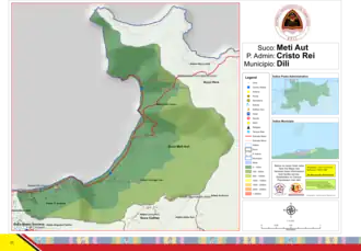 Der Suco Meti Aut liegt im Nordwesten des Verwaltungsamts Cristo Rei