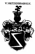 Wappen von Metzenhausen in Johann Siebmachers großes und vollständiges Wappen-Buch, 16 Supplement, Band 7, Nürnberg 1777, Tafel 18