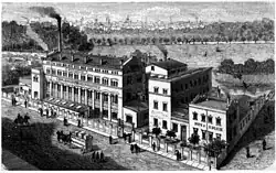 Fabrik an der Nonnenstraße, rechts die spätere Ernst-Mey-Straße (um 1881)