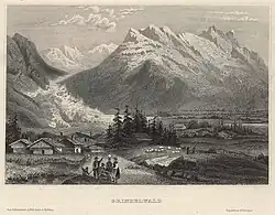 Grindelwald mit Unterem Grindelwaldgletscher, Ende der 1850er Jahre