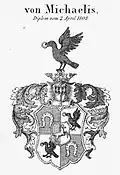 Geviertes Wappen derer von Michaelis (1808) mutmaßlich anderen Stammes