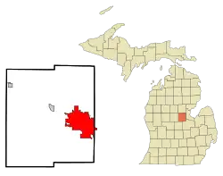 Lage im Midland County und in Michigan