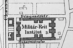 Lage der Kasernenanlage in der Stadt um 1876