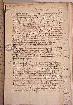 Militärische Anweisung Antoine Duprats an Jean de la Foret, Februar 1534