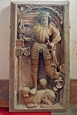 Epitaph des Hochmeisters Johann Geumann (1533). Geumannkapelle in der Pfarrkirche in Millstatt