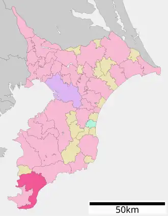 Lage Minami-Bōsōs in der Präfektur