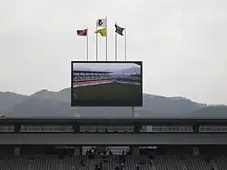 Die Videowand (6×12 Meter) auf der Südtribüne (März 2015)