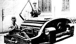 Rollen-Scheren­strom­abnehmer, US-Gruben­lok 1895