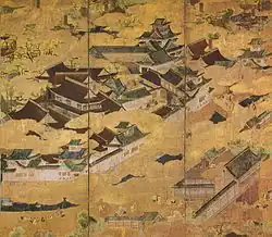 Jurakudai[Anm. 1]-Stellschirm (Ausschnitt)