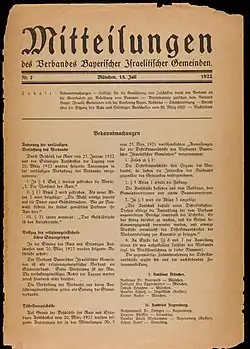 Mitteilungen des Verbandes Bayerischer Israelitischer Gemeinden