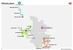 DRB-Linien in Mittelfranken