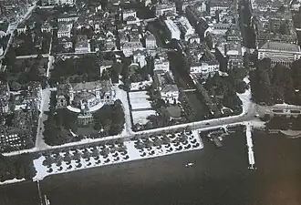 Alpenquai in Zürich, 1929, jetziger Name: General-Guisan-Quai, am rechten Bildrand: Bürkliplatz