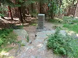Gedenkstein zum Mittelpunkt Europas auf dem Tillenberg nahe der tschechischen Grenze
