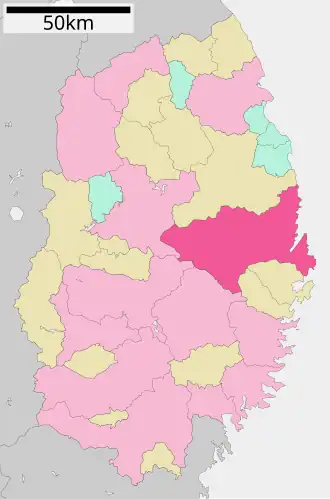 Lage Miyakos in der Präfektur