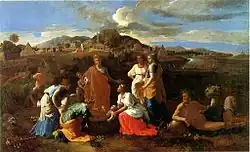 Mischform: Historie und Religiöses Bild. Nicolas Poussin: Moses wird aus dem Wasser gerettet, 1647