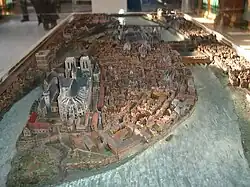 Paris, 16. Jh., Notre-Dame (Modell): Die freien Plätze um die Stadtkirchen sind eine städtebauliche „Erfindung“ des 19. Jh.