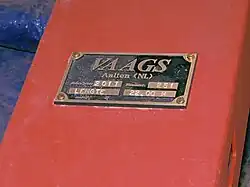 Typenschild der Außenrute