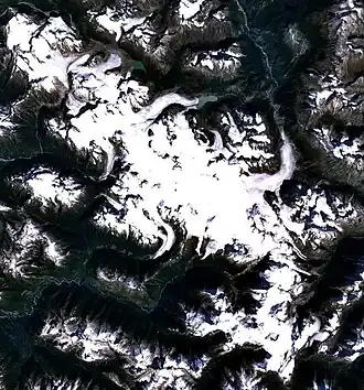 Satellitenbild des Monarch Icefield