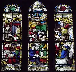 Ivo hört die Rede eines Franziskaners (links); Ivo vollbringt ein Wunder (Mitte); Ivo bei einer Messe (rechts)