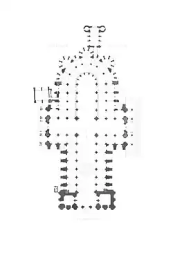 Kathedrale von Chartres, ab 1294, klassische Gotik mit querrechteckigen Mittelschiffsgewölben, Chor 5-schiffig