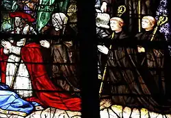 Fenster 8, ein Kardinal und drei Äbte