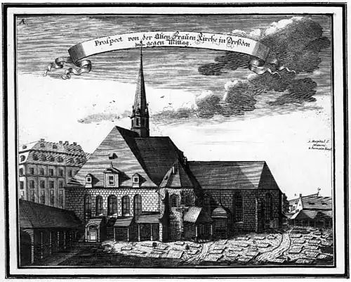 Südansicht der alten Frauenkirche 1714