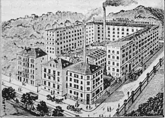 Fabrikgebäude von Nordosten, um 1908