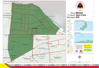 Karte von vor 2015: Der Suco Motael liegt im Norden des Verwaltungsamts Vera Cruz.