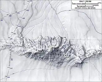 Topografische Karte des Toney Mountain mit dem Downs Cone (Maßstab 1:250.000)