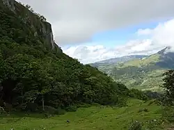 Blick nach Südwesten auf einem Hang auf etwa 1100&nbsp;m Höhe