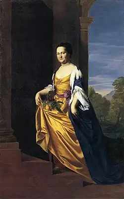 Ein von John Singleton Copley gemaltes Gemälde, das Mrs. Jeremiah Lee zeigt.