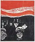 Angst (1896), Holzschnitt, 45,5 × 37,2 cm, Munch-Museum Oslo