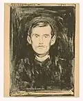 Selbstbildnis mit Skelettarm (1895), Lithografie, 45,8 × 32,0 cm, Munch-Museum Oslo