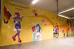 Santa Fe–Carlos Jáuregui, Buenos Aires: Wandbild u.&nbsp;a. mit Porträt und Zitat des LGBT-Aktivisten Carlos Jáuregui