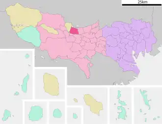 Lage Musashi-Murayamas in der Präfektur