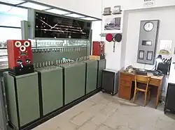 Arbeitsplatz des Fahrdienstleiters im Bahnhof Zollino