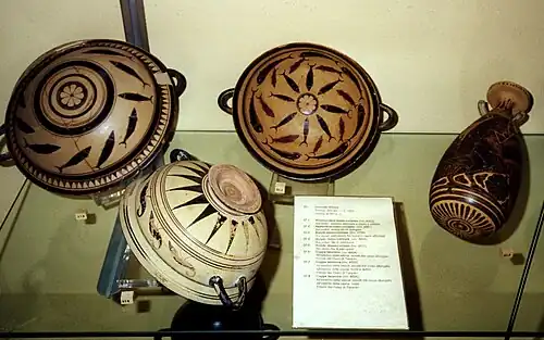 Keramiken aus der Zeit um 580 v. Chr. aus dem Archäologischen Nationalmuseum in Taranto