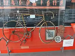 Bahnrad, auf dem Fausto Coppi 1942 auf dem Velodromo Vigarello in Mailand einen Stunden-Weltrekord (45,798 km) aufstellte.
